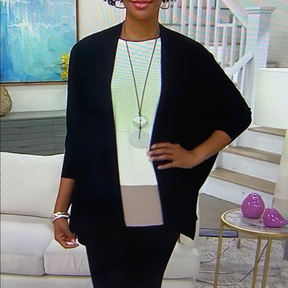 MarlaWynne Wynne Layers Luxe Crepe Unconstructed Cardigan Black XS New